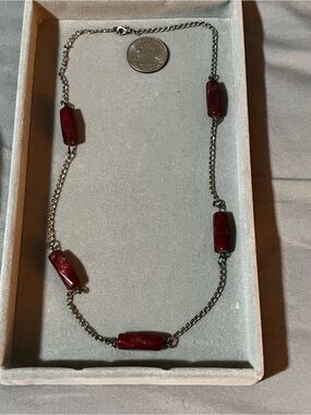 Red Bead Chain Necklace - Women Jewelry